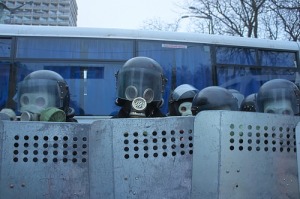 Ukrainian police face protesters